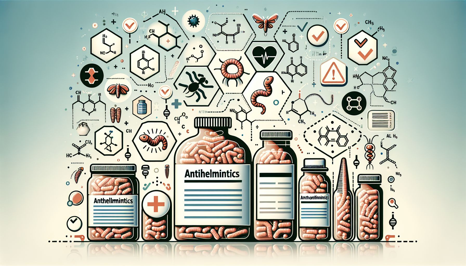 Image of various anthelmintic medications and their packaging